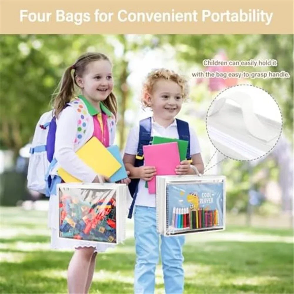 Over Door Organizer Hanging Toy Storage 4 Clear Pockets Kids Closet